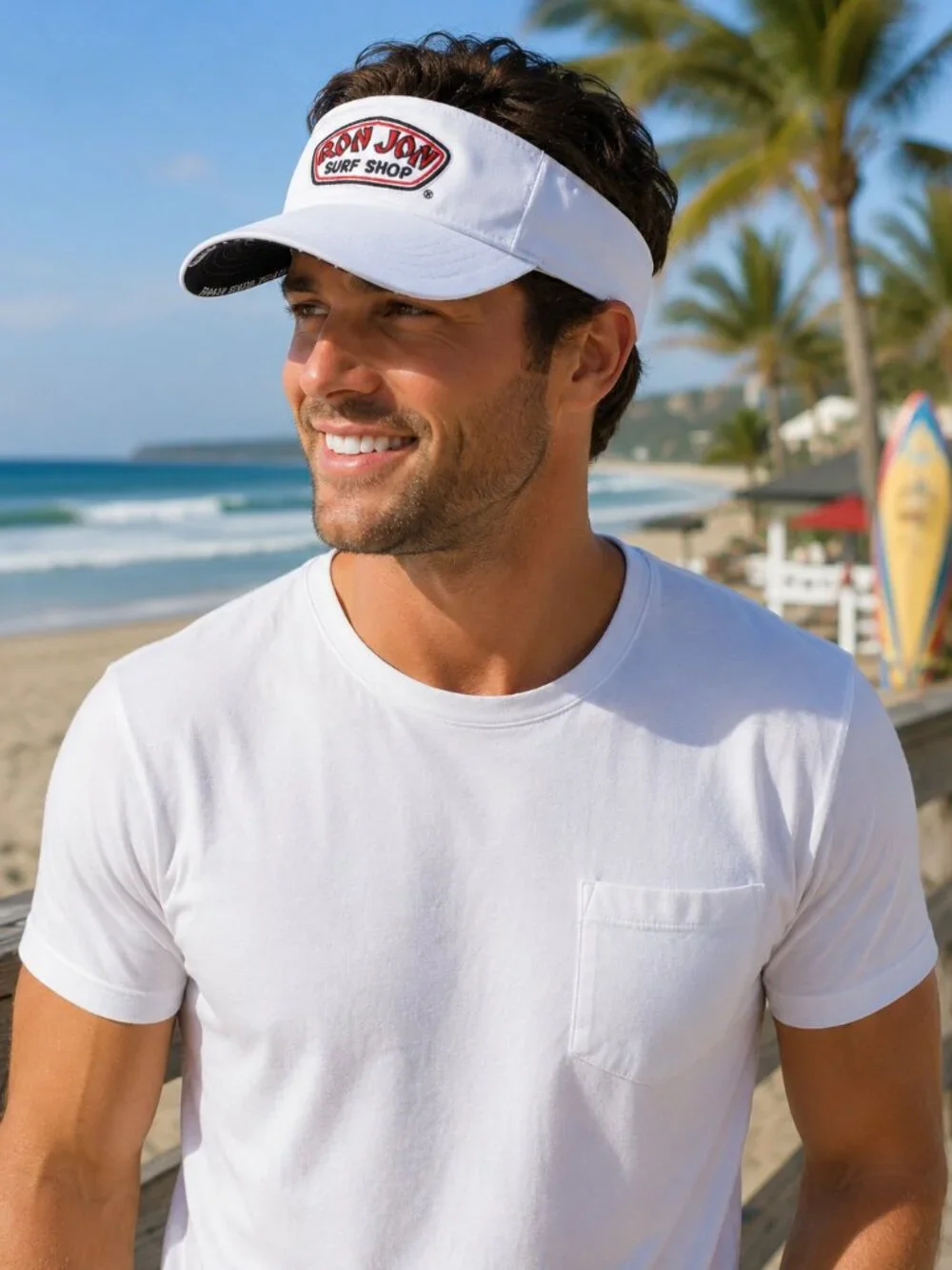 Ron Jon Surf Shop White Adjustable Visor Hat Panama City Beach Unisex